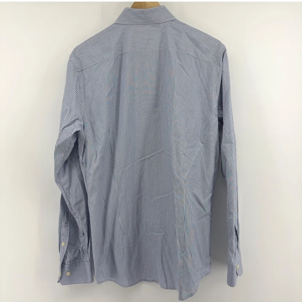 Banana Republic Grant Fit Mens Blue Pinstripe 120s Supima Cotton Shirt‎ Size M